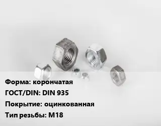 Гайка корончатая DIN 935 оцинкованная М18